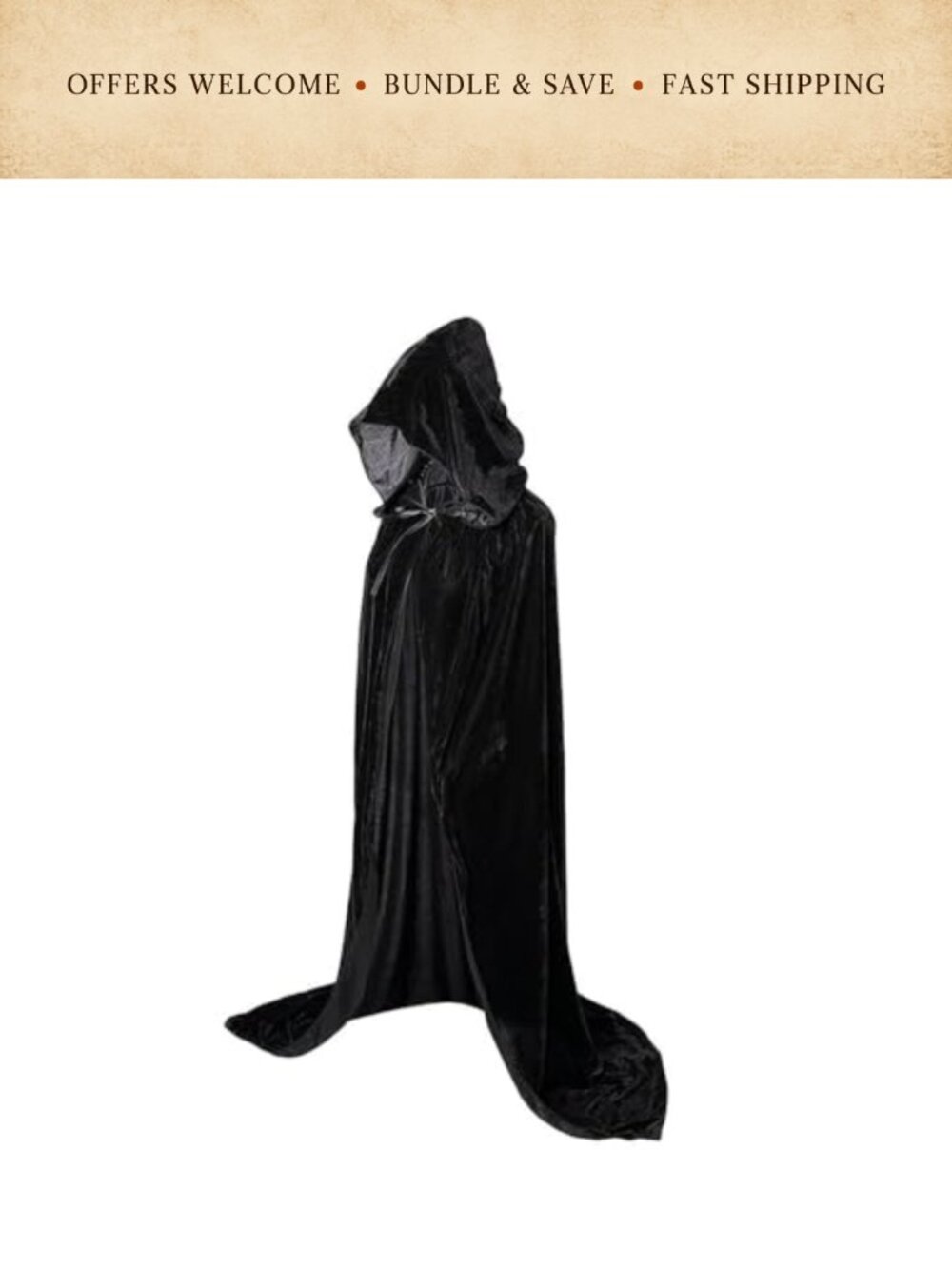 Velvet Hooded Cloak Unisex Full Cape Halloween Witch Cosplay Costume